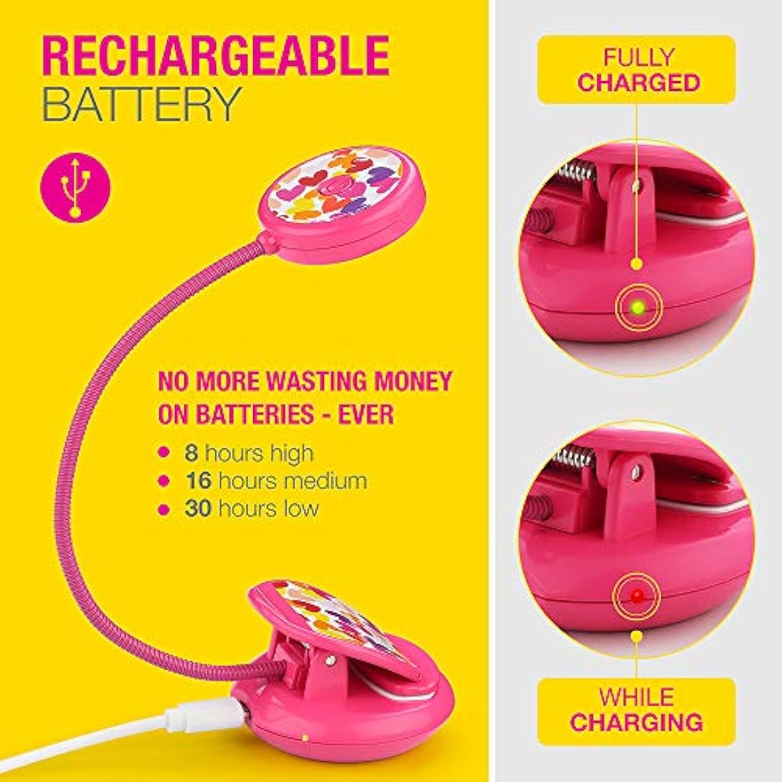 Bonita luz recargable de 4 LED para el cuidado de los ojos., 8541999459, 0.80watts, 5.00 volts
