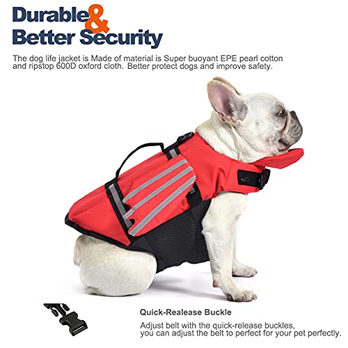 Chaleco salvavidas para perro, chaleco salvavidas para mascotas, salvavidas flotador para perros, traje de baño con asa para natación, piscina, playa, canotaje, para cachorros pequeños, medianos y grandes perros