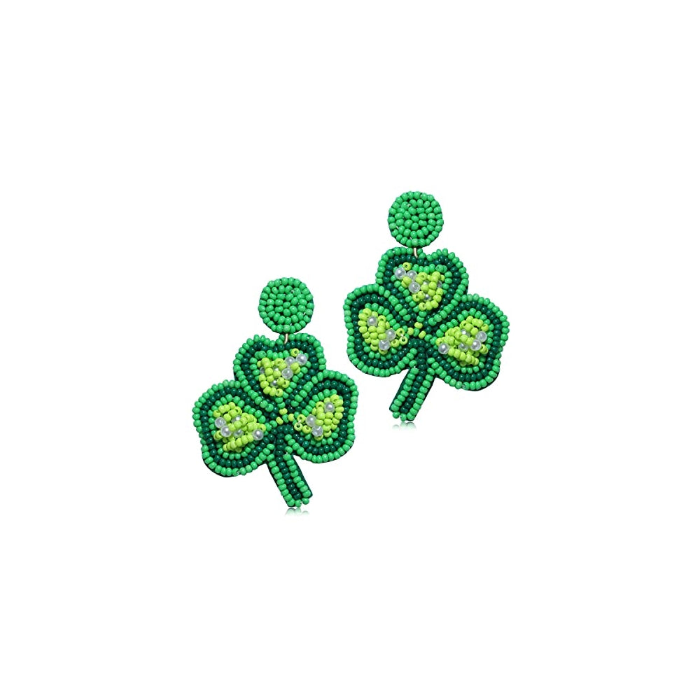 Aretes de cuentas para el día de San Patricio para mujer