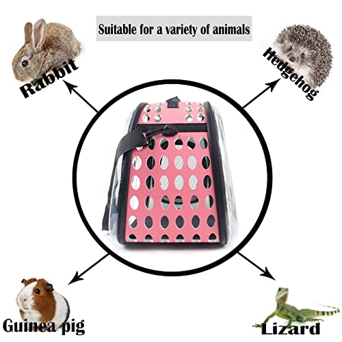 TRANSPORTADOR de conejillos de Indias, portador de hámster, portátil, transpirable, bolsa de transporte transparente para conejito, erizo, marten, transportador de animales pequeños (negro)