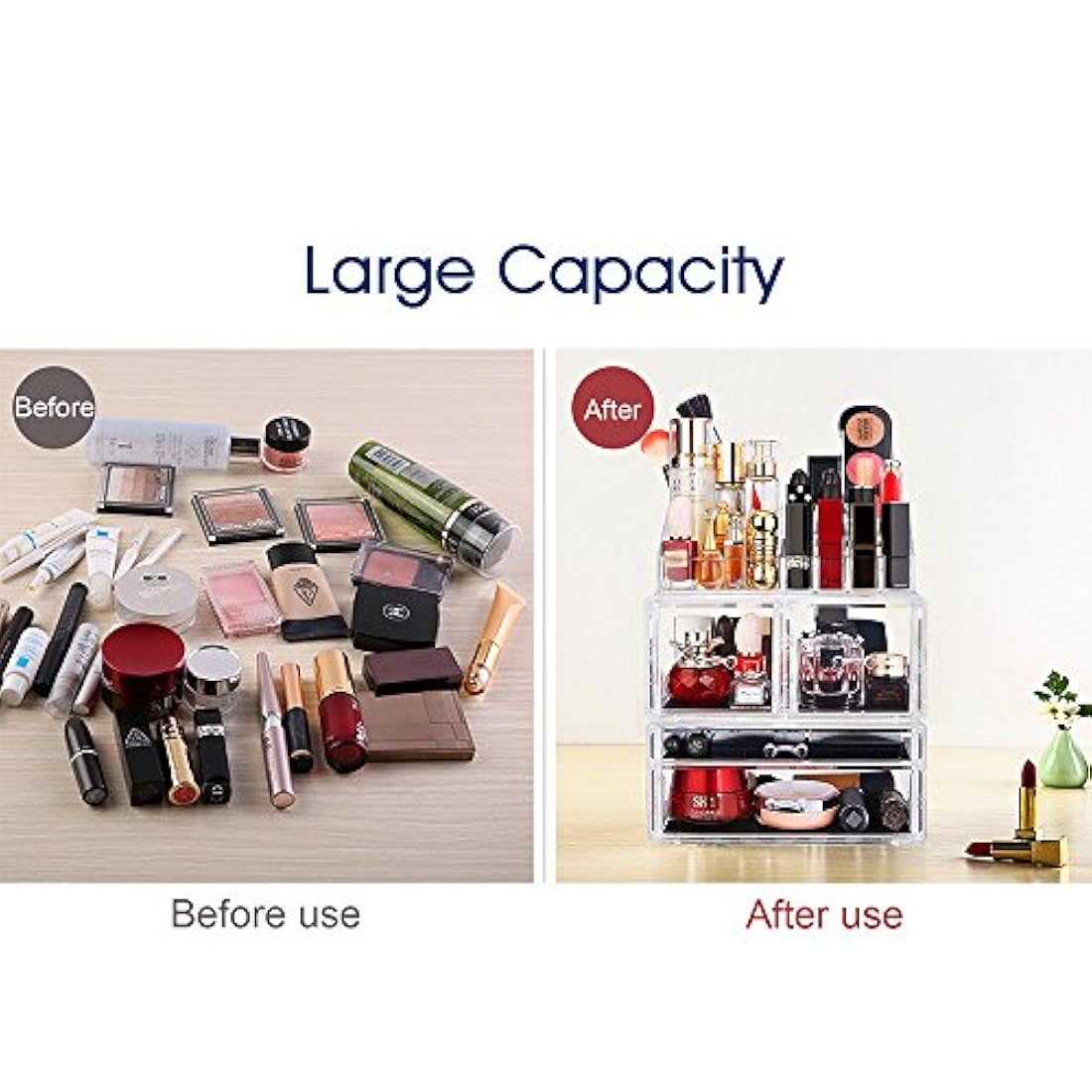 Organizador de maquillaje de 3 piezas de acrílico cosméticos