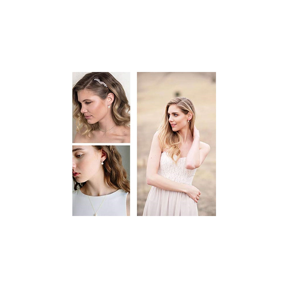 Aretes colgantes de plata con perlas color blanco