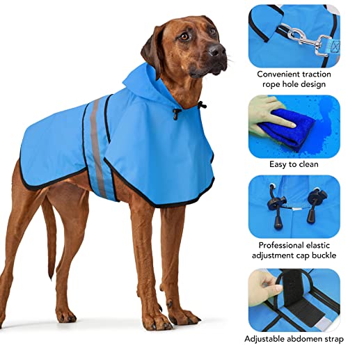 Weesiber Chubasquero para perros, impermeable, ajustable, reflectante, con capucha, ligero, poncho para perros pequeños, medianos y grandes y cachorros