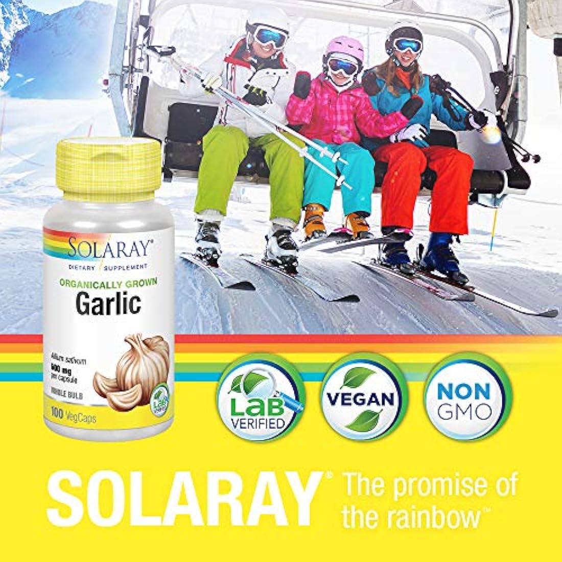 Suplemento de ajo orgánico Solaray, 600 mg, 100 unidades