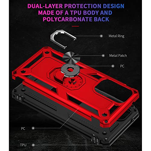 Yiakeng Funda para Samsung Galaxy A53 5G con protector de pantalla HD, fundas protectoras de grado militar con anillo para Samsung Galaxy A53 5G (rojo)