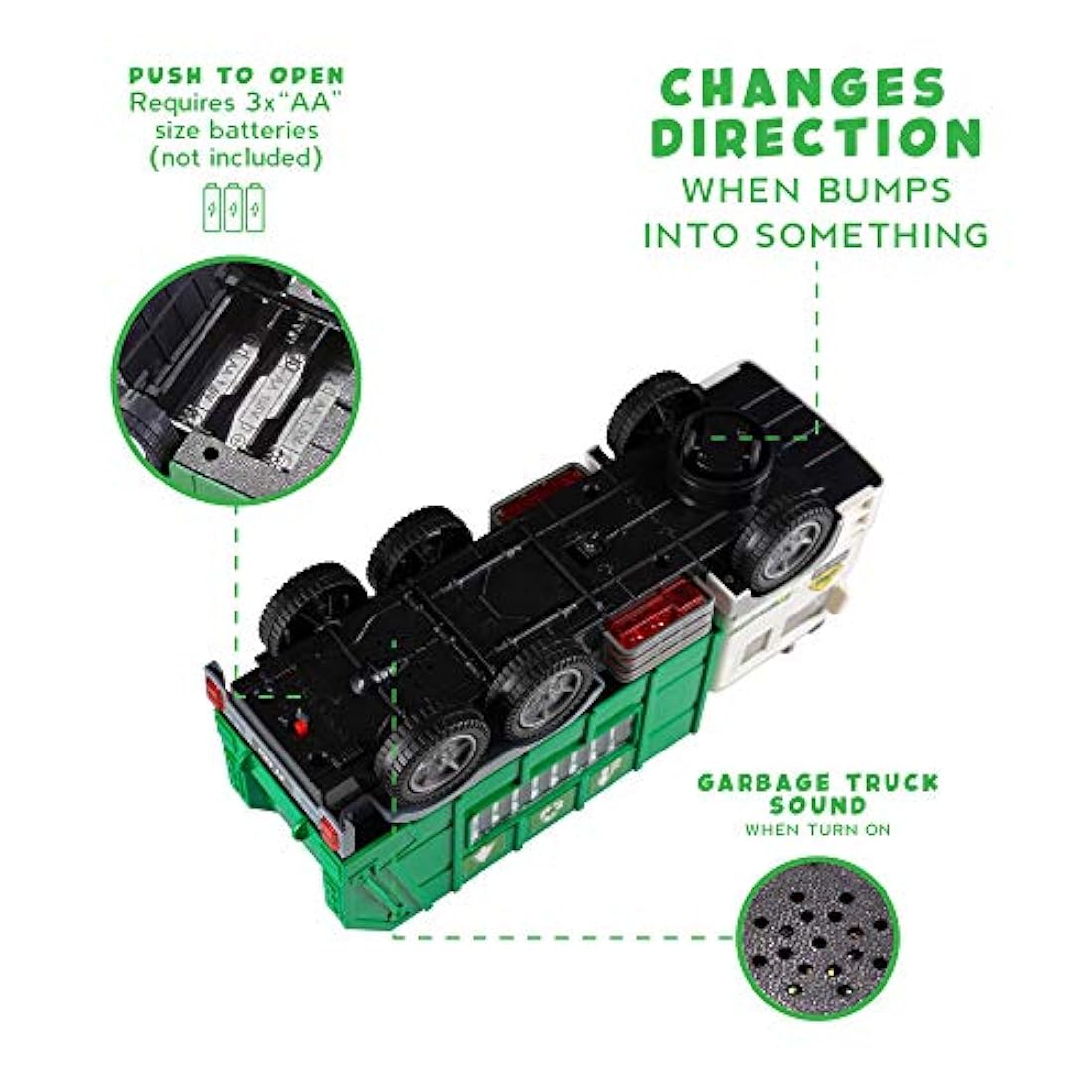 Camión de basura de juguete para niños con luces y sonidos