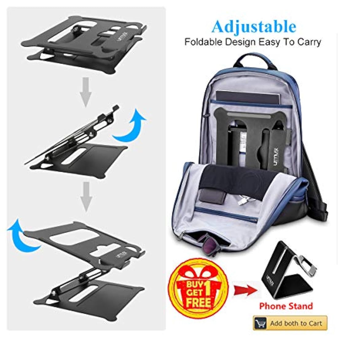 Soporte ergonómico ajustable para computadora portátil