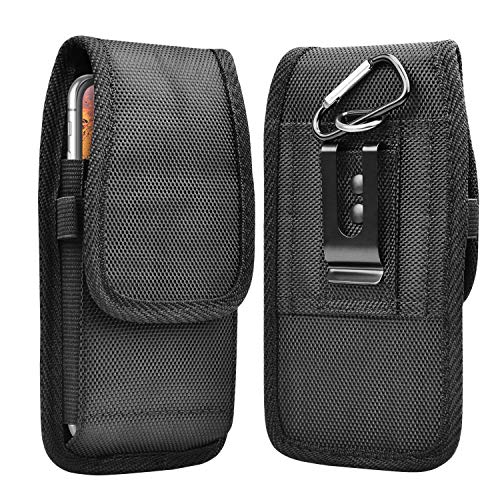 Takfox Funda de nailon para iPhone 13 Pro Max 12 11 XR XS 8 7 Samsung Galaxy S22 Ultra S21+ S20 FE S9 Note 20 10 9 A03S A12 A13 A32 A42 A52 A51 A71 Funda de clip de cinturón de nailon para teléfono