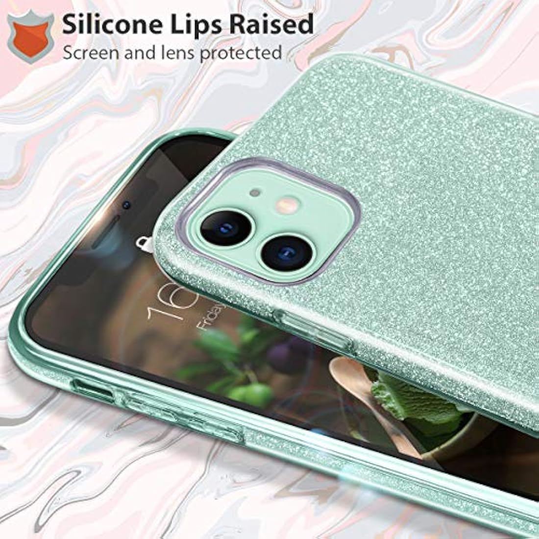 MATEPROX - Carcasa para iPhone 2019, diseño de brillantes