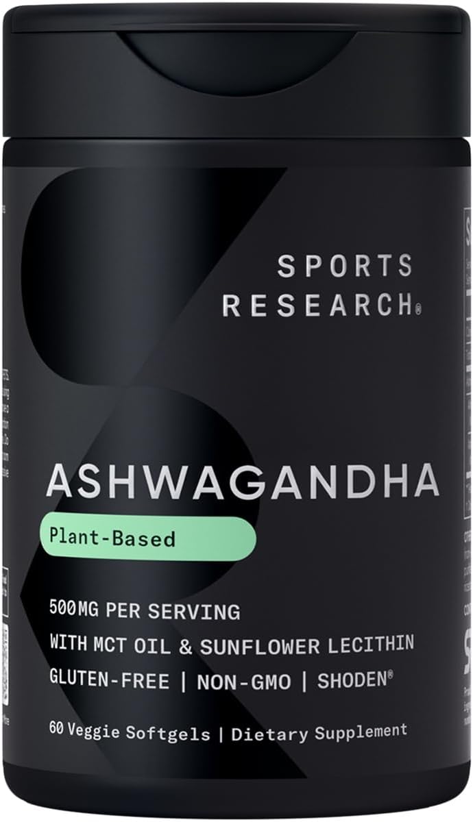 Softgels de Ashwagandha Sports Research - Relajación y Sueño 60u