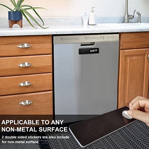 Imán para lavavajillas con imán de limpieza sucia, sin arañazos, imán suave súper fuerte con adhesivos de doble cara, fácil de leer y deslizar para cocina, lavavajillas, nevera, lavandería, lavadora (blanco y negro)