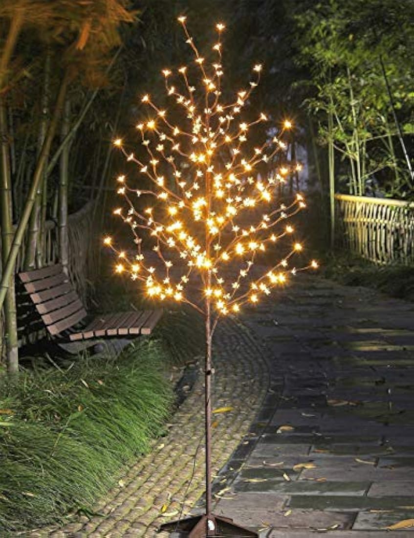 Árbol de cerezo iluminado de 6 pies 208L, luces LED
