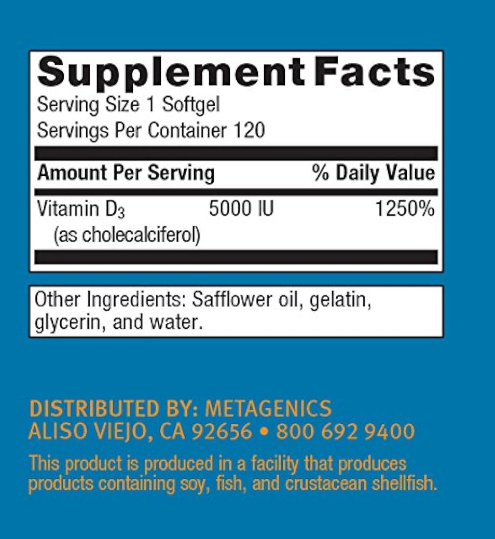 D3 5000, 120 píldoras blandas (empaquetado puede variar)