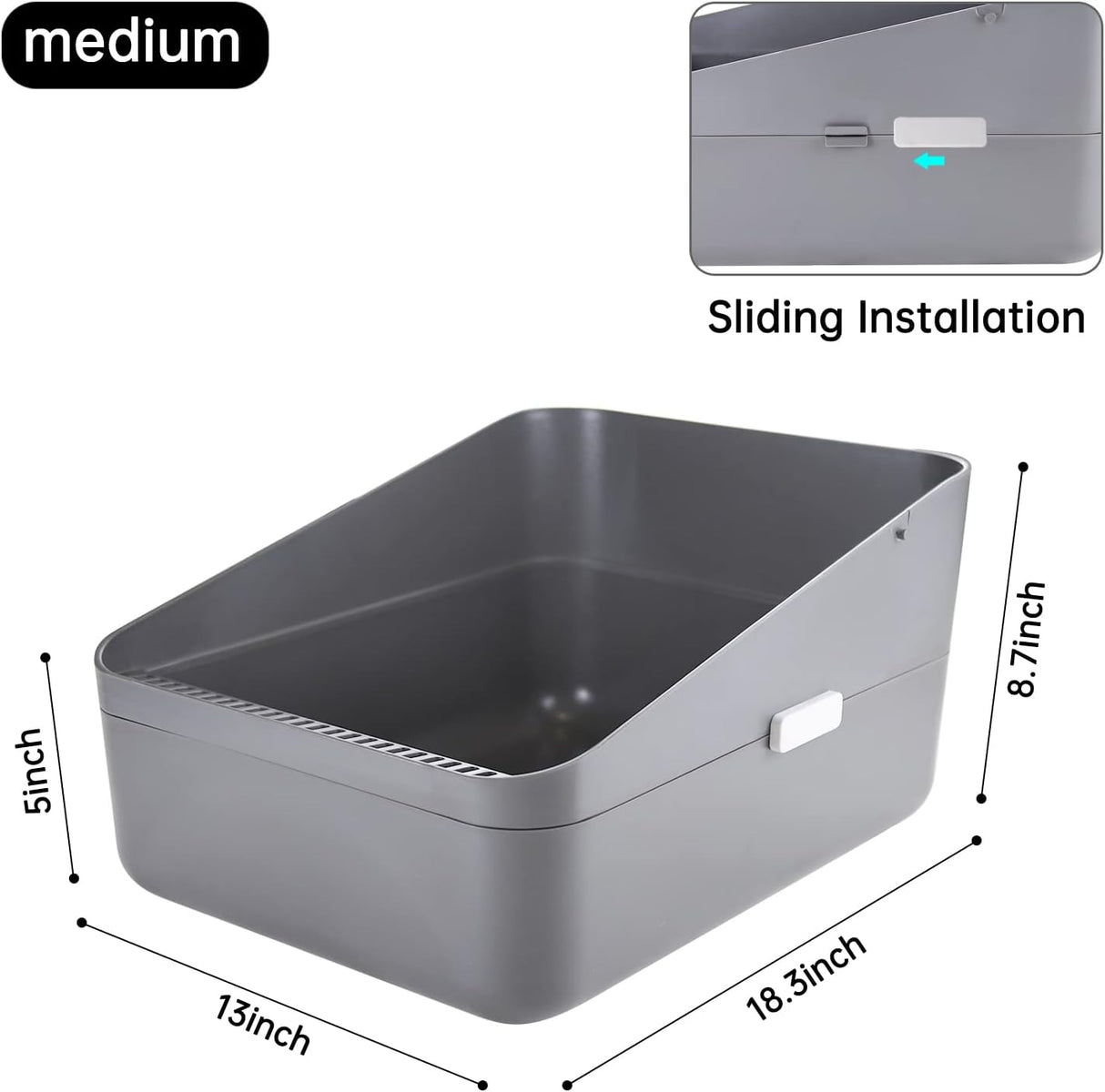 Caja de arena abierta que evita fugas de arena