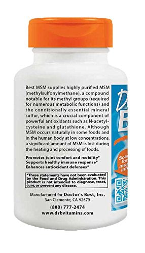 Doctor's Best MSM con OptiMSM, sin OGM, sin gluten