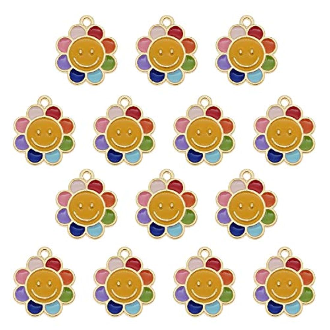 30pcs esmalte flor margarita sonrisa cara encanto