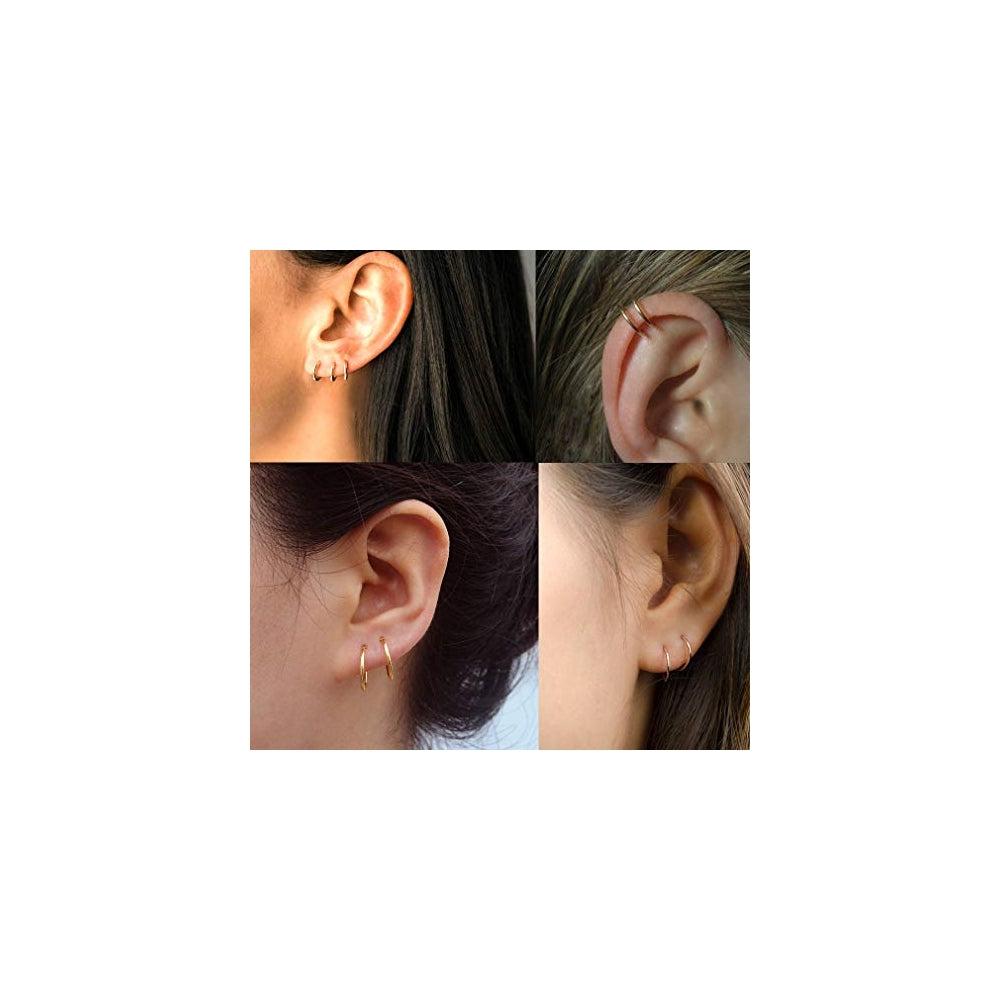 Aretes de aro pequeño para mujeres 3 pares de aretes