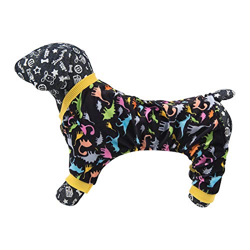 Pijama CuteBone adorables, ropa para mascotas, suave, de forro polar, para gato y cachorro, Negro Dino