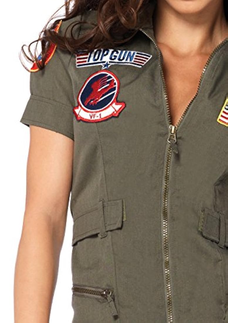 Disfraz militar de Top Gun con cremallera frontal para mujer
