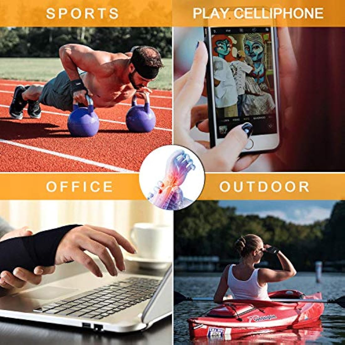 Muñequera para túnel carpiano, 2 unidades, color negro