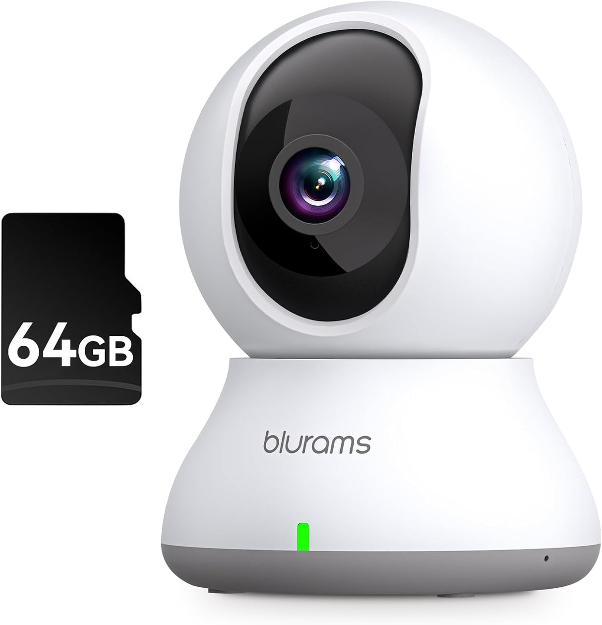 Cámara de Seguridad 2K Blurams, Monitor 360° con TF 64GB