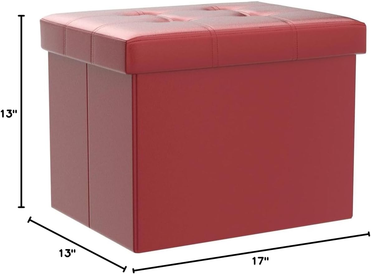 Ottomán de Almacenamiento, Taburete Plegable con Asiento Acolchado