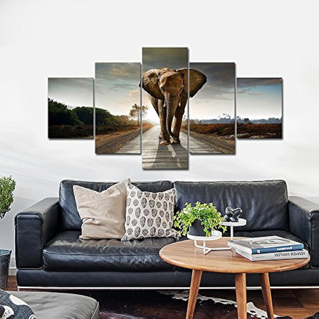 Wieco- Obra de arte de elefante, moderno de árboles púrpuras