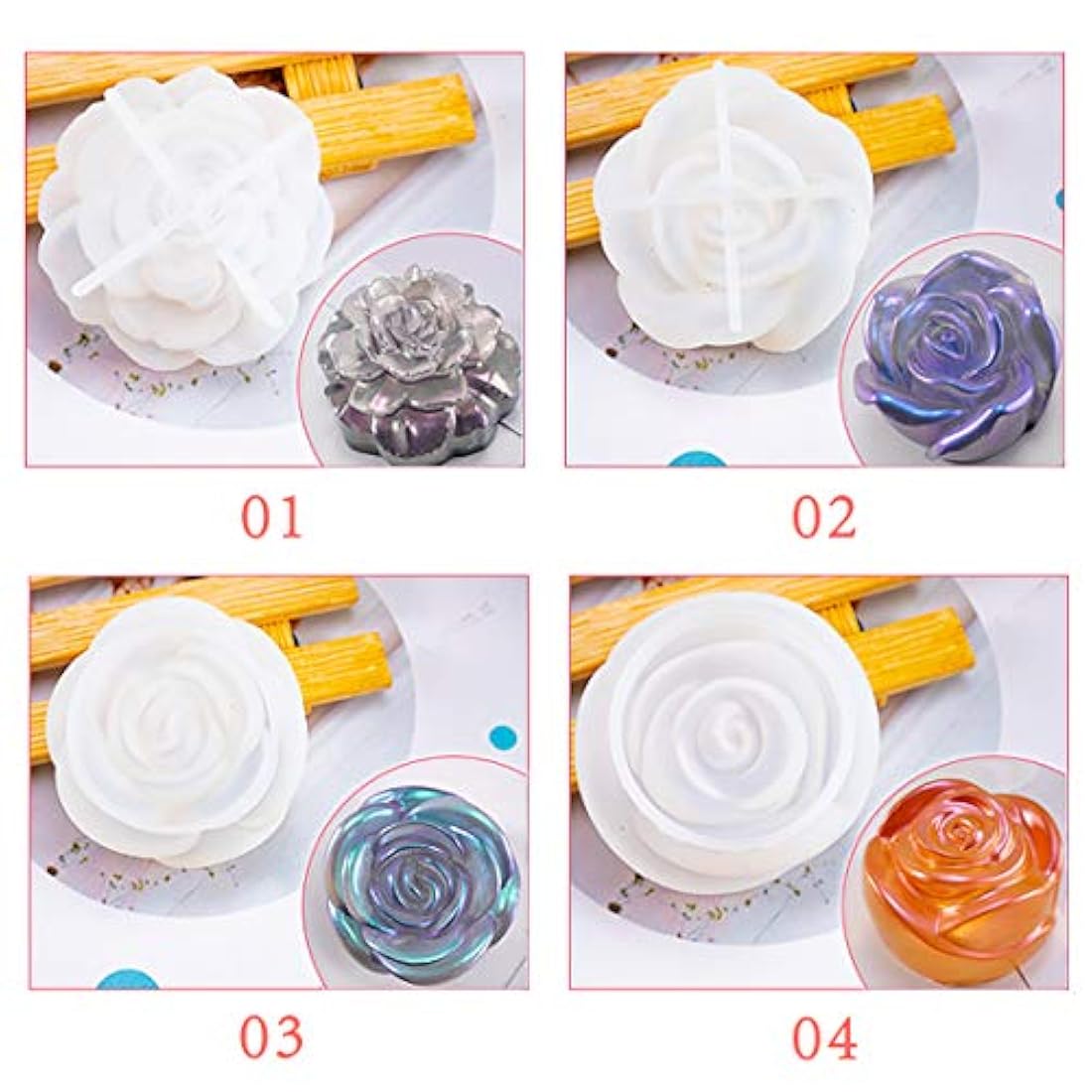 FineInno 4 moldes de silicona de resina para collar, collar, pendientes, manualidades