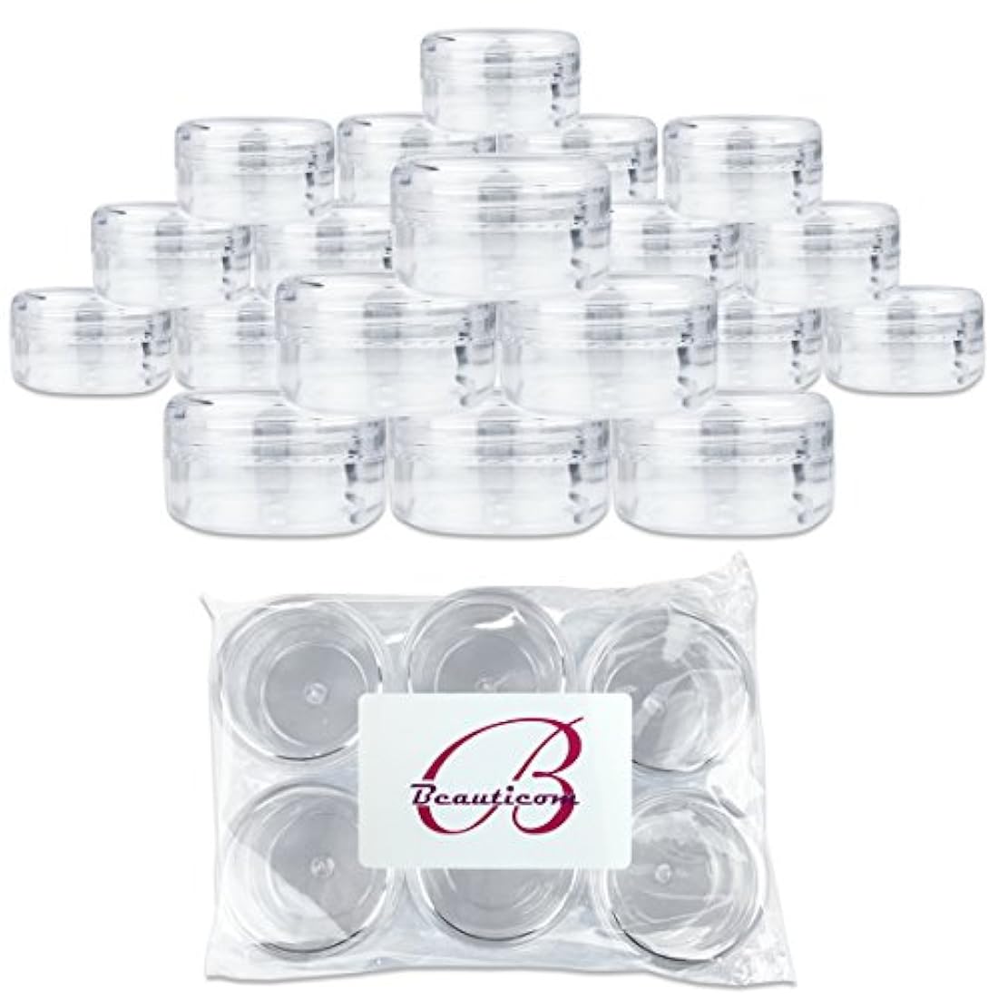 60 piezas (tarro y la tapa) Dimensiones: 1.7 pulgadas