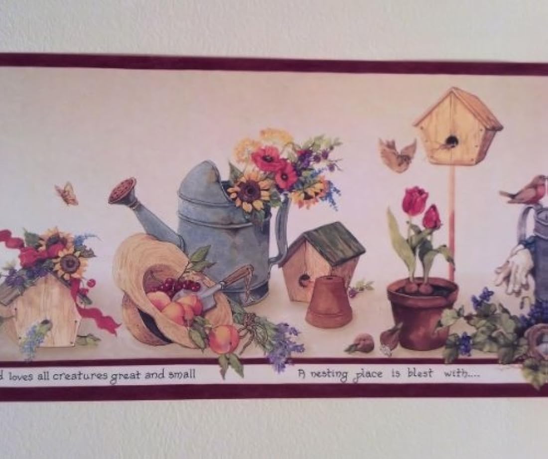 Cenefa pre-pegada decorativa para pared diseño jardín(7)