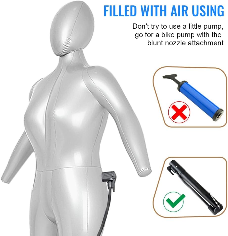 Maniquí Inflable Femenino 3 T, Cuerpo Completo con Brazos y Cabeza