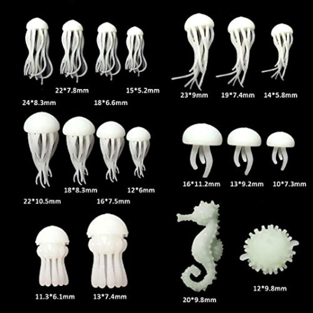 iSuperb - 18 moldes de resina epoxi para rellenar minicamelipes, caballitos de mar, peces de búfalo, para hacer joyas, manualidades, color blanco
