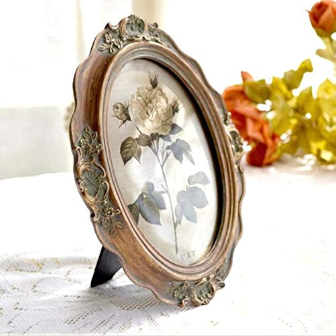 Marco de fotos ovalado vintage de 2.0 x 2.8 in