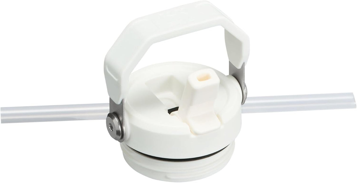 Botella de agua con popote, acero inoxidable, aislada 2.0