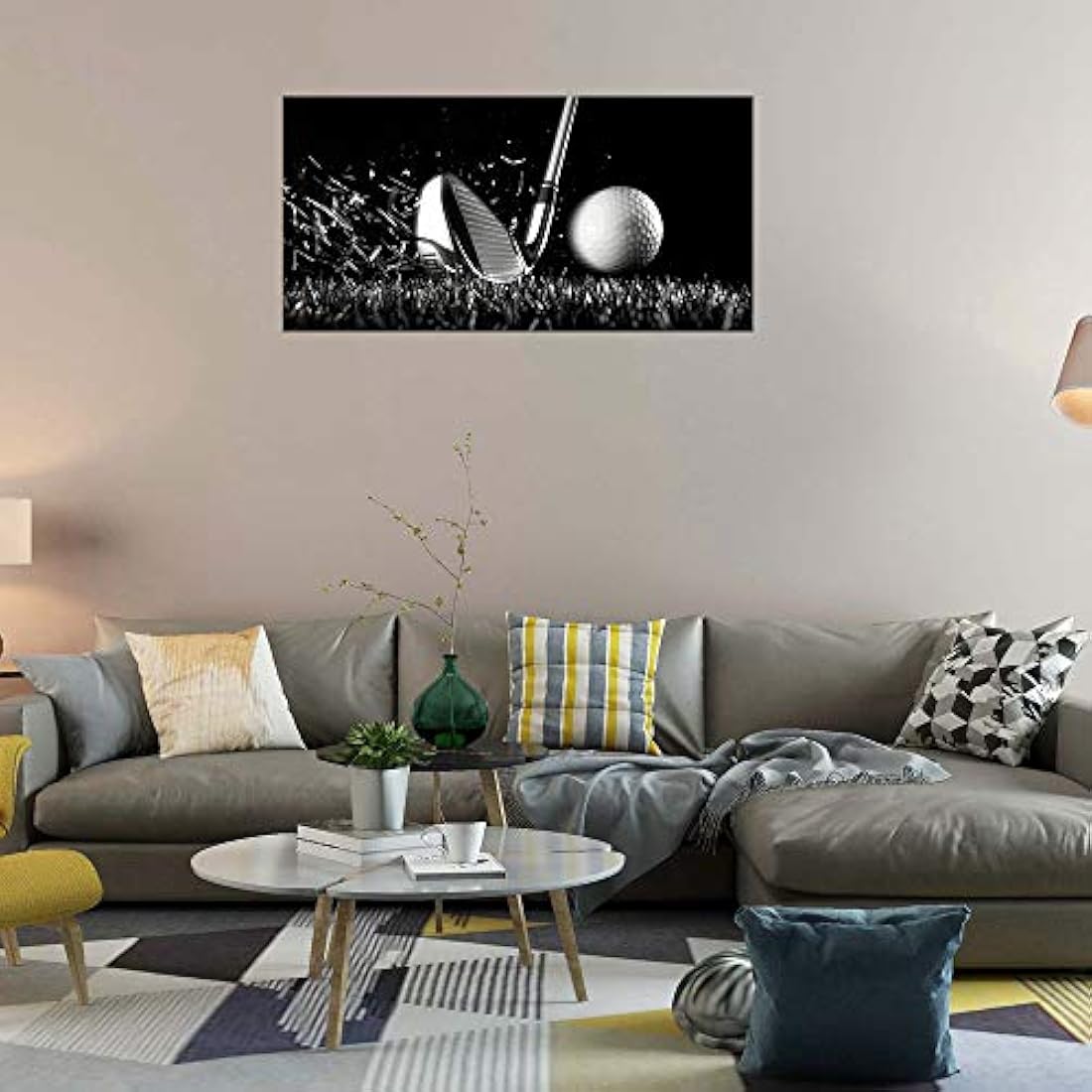 cuadro 1 pieza con impresión en lienzo color blanco