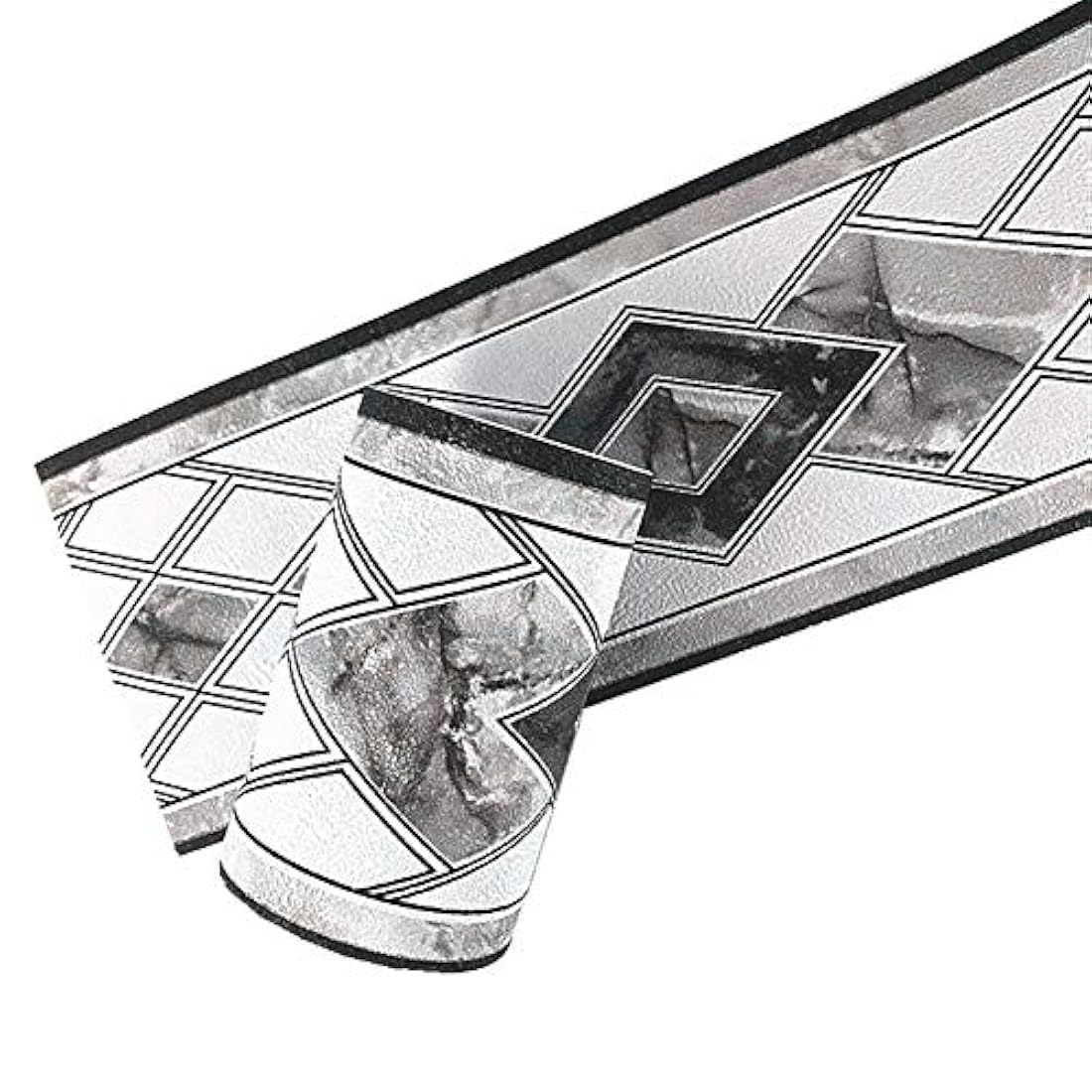 Papel pintado tipo borde estilo rombos 3D negro(4x16.5pies)