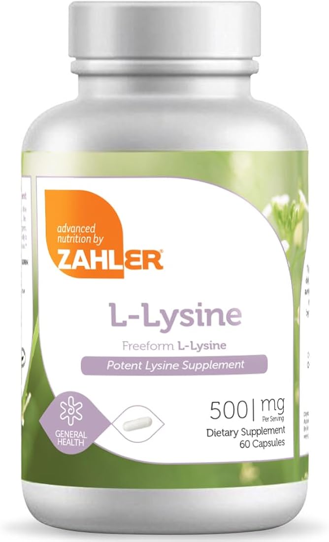 Suplemento L-lisina 500 mg de forma libre, Kosher 60 cáp