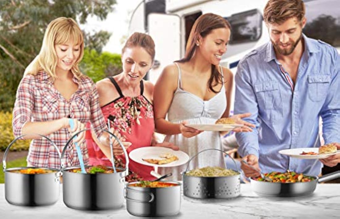 Juego de sartenes y ollas de acero inoxidable