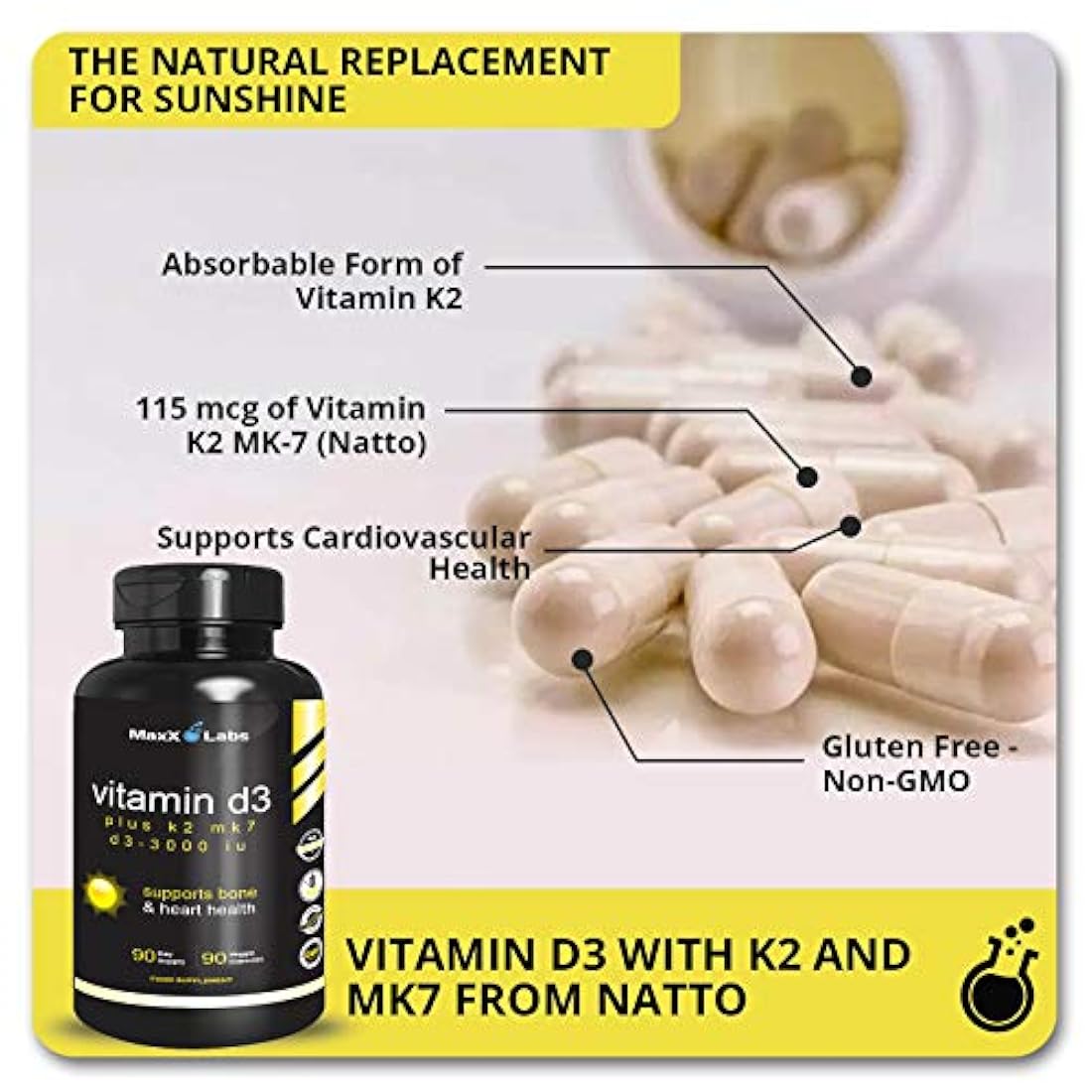 Suplemento Vitamina D3 con Vitamina K2