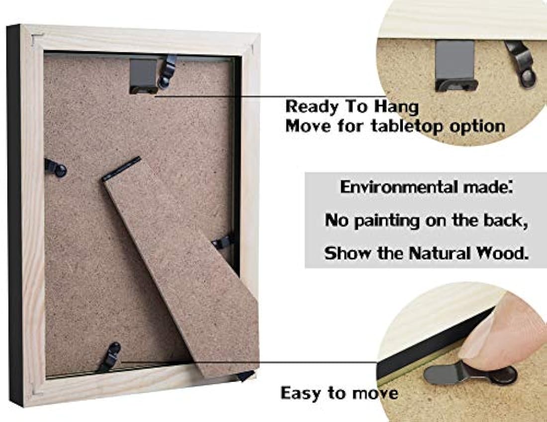 marcos de madera de 5 x 7, en Madera, color Negro