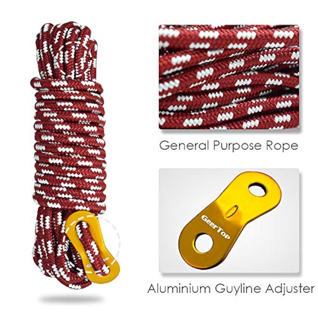 Juego de 6 guylines de acampada de peso ligero para tienda
