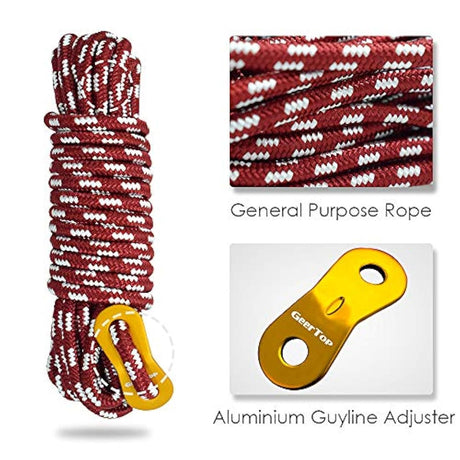 Juego de 6 guylines de acampada de peso ligero para tienda