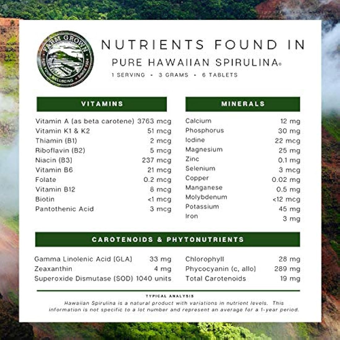 Pólvora pura de espirulina hawaiana., 732894010048, tabletas 500mg, 1