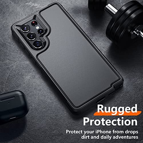 Temdan Funda para Samsung Galaxy S22 Ultra, resistente a los golpes, protección contra caídas de grado militar de 12 pies, protección mejorada para airbag, parte trasera dura con parachoques suave, resistente y resistente protección de cuerpo completo