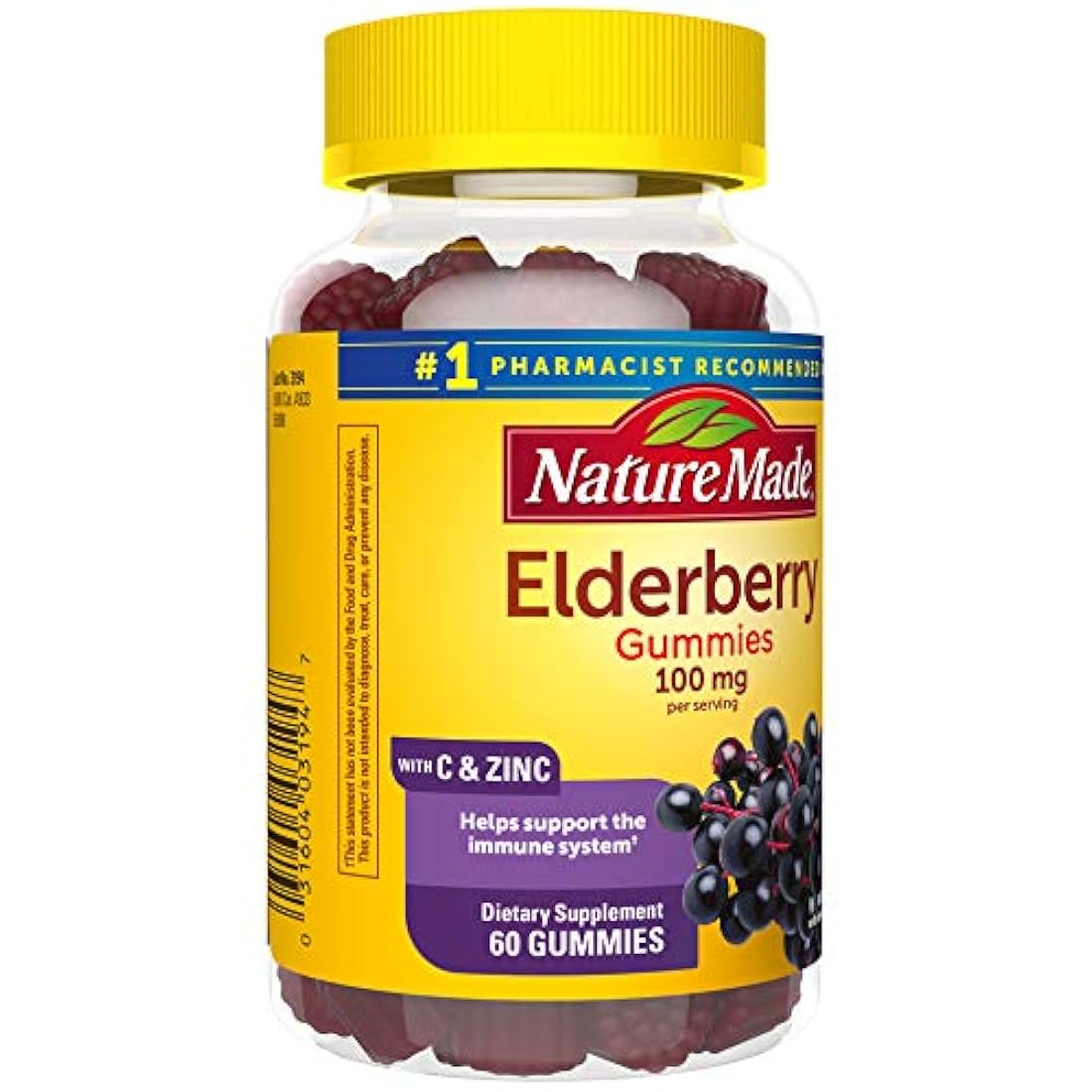 Nature Made Baya de saúco 100 mg con vitamina C y gomitas