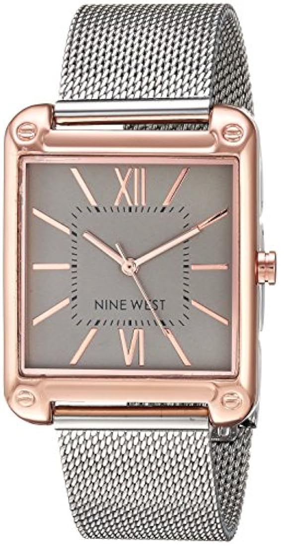 Nine West - Reloj de pulsera de malla de color oro rosa