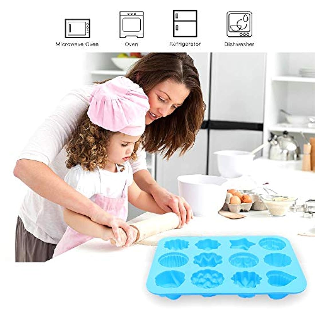 HomEdge Moldes de silicona para hornear set de 3