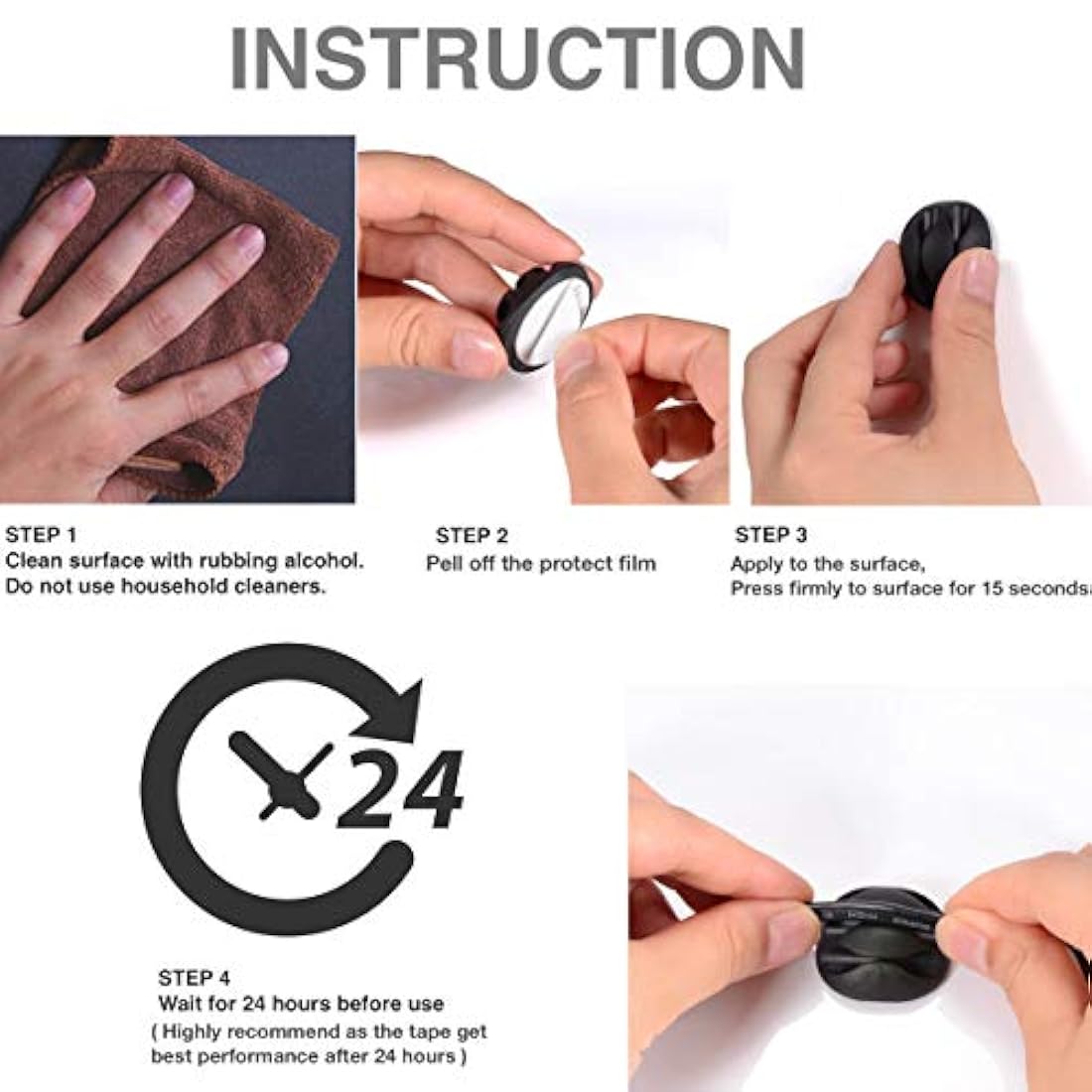 24 soportes autoadhesivos para cables de oficina