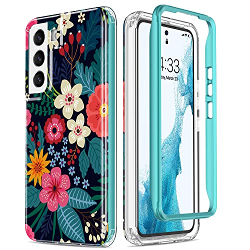 ESDOT Funda para Samsung Galaxy S22 Plus, grado militar, prueba de caída de 21 pies, resistente con diseños de moda para mujeres y niñas, funda protectora para Galaxy S22+ Plus 6.6 pulgadas, estampado con flores abiertas