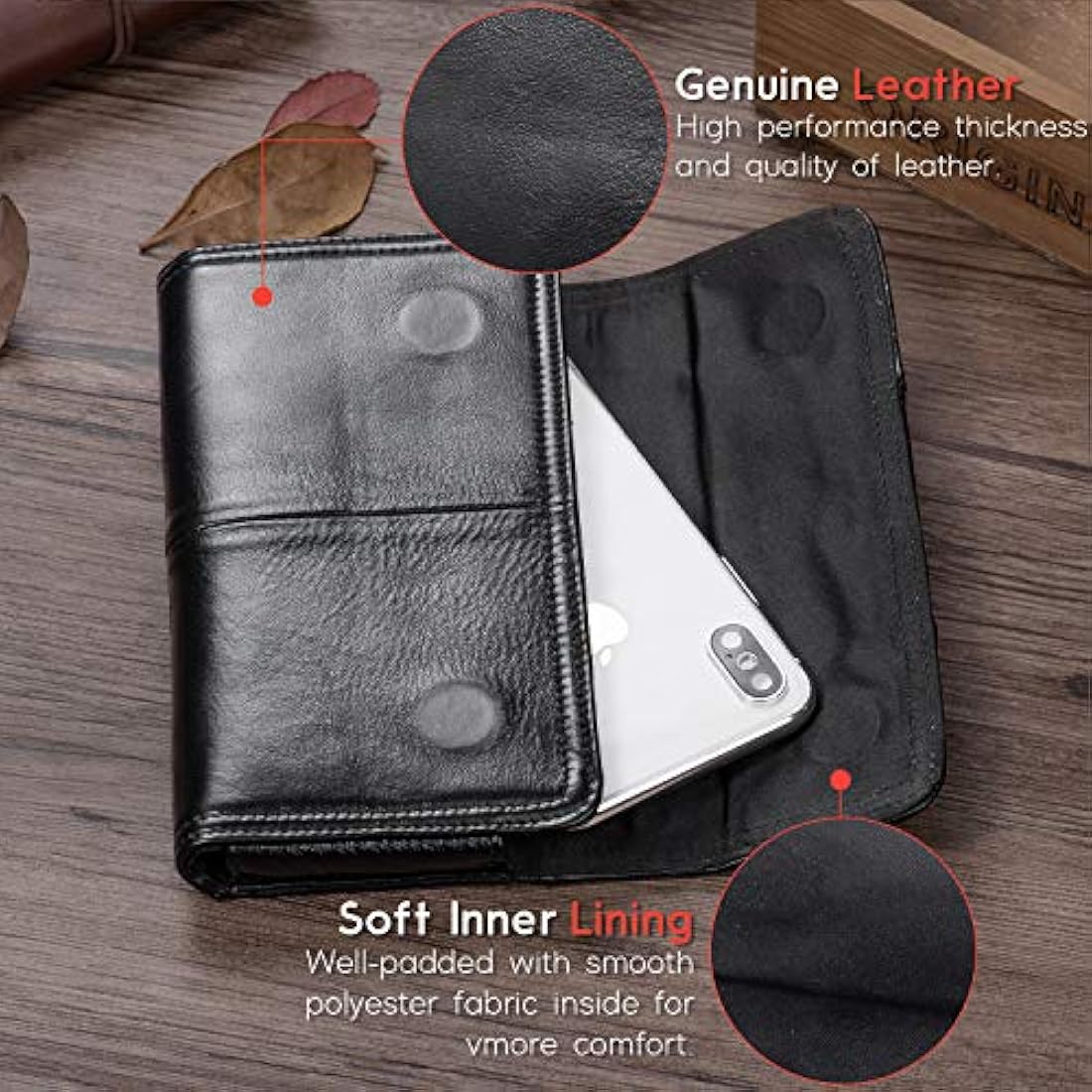 Hengwin Premium - Funda de piel horizontal para iPhone Xs